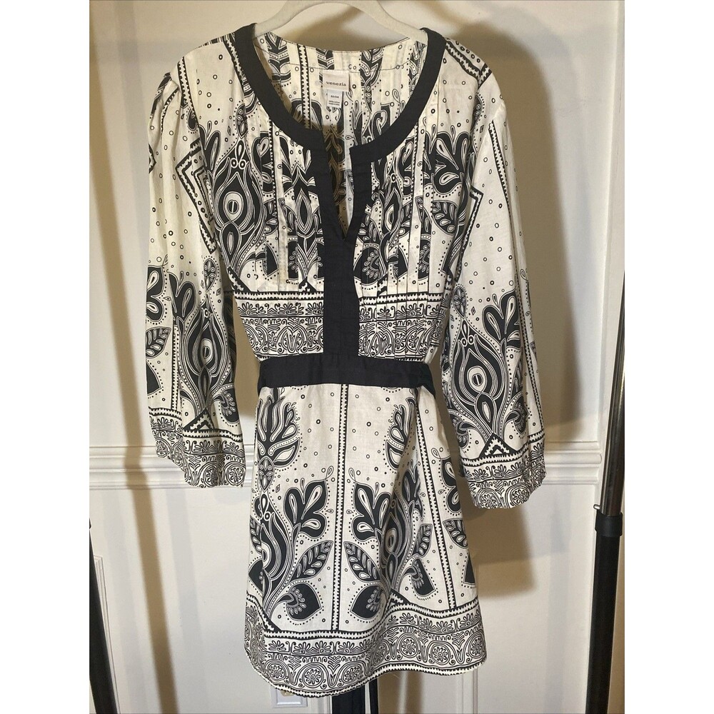 ❌SOLD‼️❌ Venezia Plus 22-24 Black White Kimono Tunic Shirt 100% Cotton